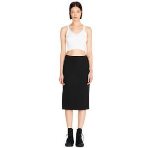 Like New Eileen Fisher Black Midi Rayon Lycra Blend A-Line Skirt
